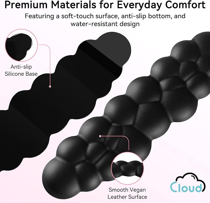 Sushret Cloud Wrist Rest for Computer Keyboard and Mouse Pad Set, Black | Memory Foam, Leather, 4-in-1 Cloud Keyboard Wrist Rest Set with Ergonomic Support for Arm and Palm Cushion, Gaming/Work Setup - Image 5