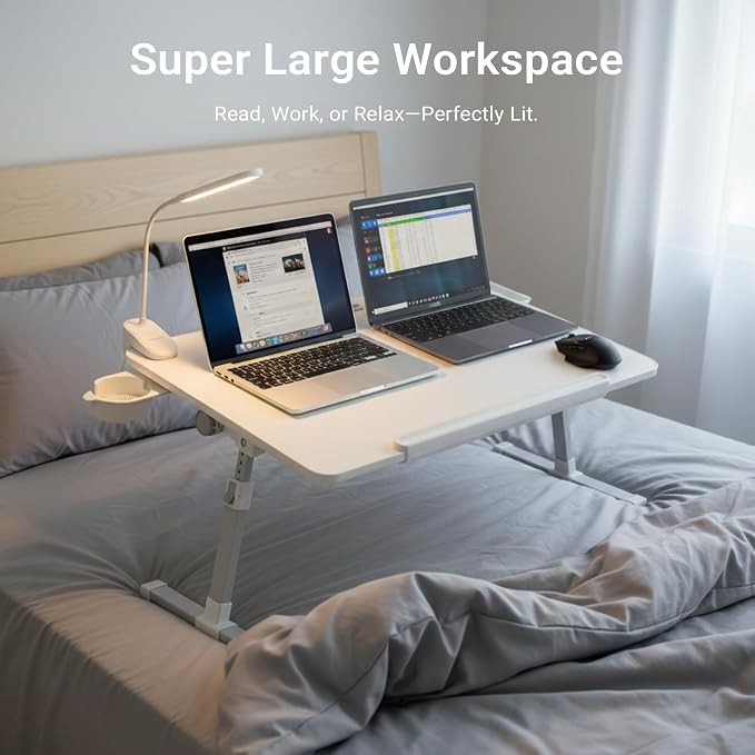 iXTRA Adjustable Laptop Lap Desk with Cooling Fan USB Light for Adults - Image 7