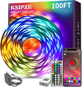 KSIPZE 100ft Led Strip Lights RGB Music Sync Color Changing Led Lights with Smart App Control Remote Led Lights for Bedroom Room Lighting Flexible Home Décor by KSIPZE
