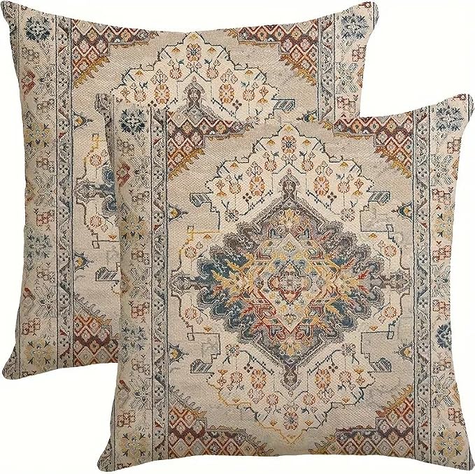 Decorative Throw Pillow Covers with Sleeping Cat Design, 18x18 Pillows Linen Pillowcase Square Cushion Cases, Set of 2 by Unknown