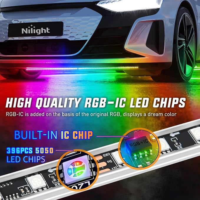 Nilight 8PCS Aluminum Dream Color LED Underglow Strip Lights APP & Remote - Image 3