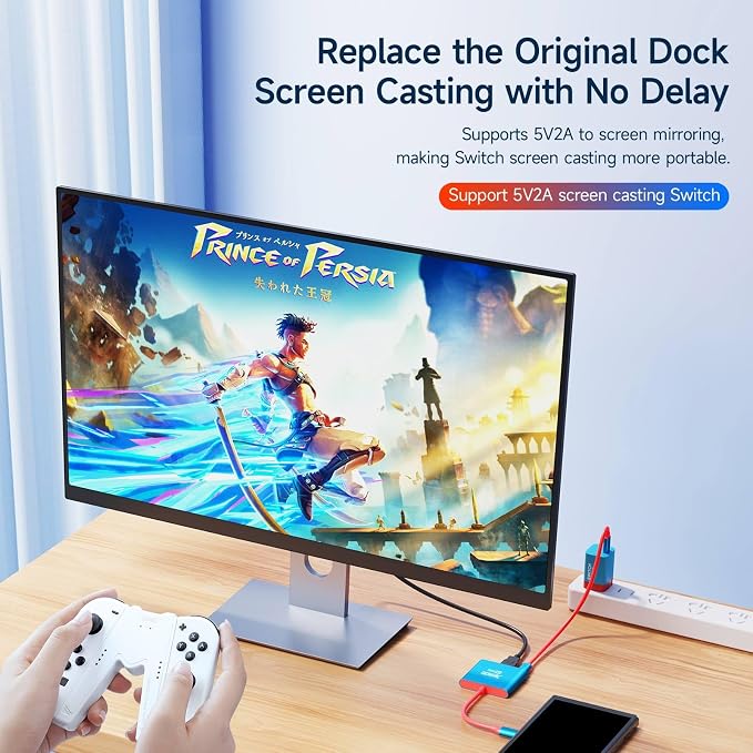 JEMDO Portable Dock Adapter for Switch, Travel Docking Station for TV with 4K HD HDMI Output & PD Fast Charging & USB 3.0 Compatible with Switch/OLED, Steam Deck, MacBook Pro/Air, ROG Ally - Image 4