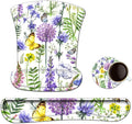Keyboard Pad Wrist Rest Mouse Pad, ToLuLu Gel Ergonomic Mouse Pads for Computer Laptop Office, Mousepad Keyboard Wrist Support Memory Foam for Easy Typing & Pain Relief, Purple Floral Yellow Butterfly by ToLuLu