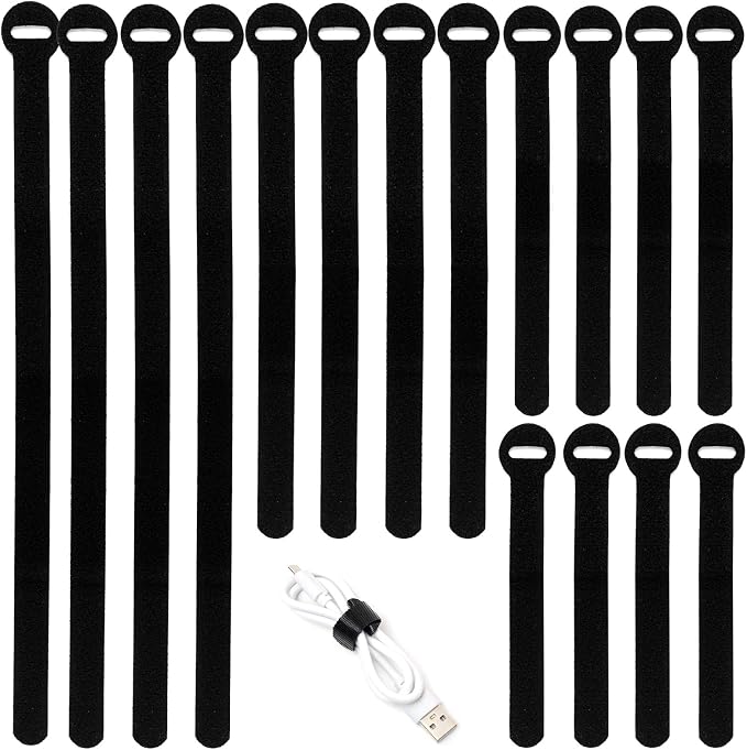 150PCS Reusable Cable Ties - 4+6+8+10inch Multi-Purpose Cable management Hook & Loop Cable Straps Wire Ties,Adjustable Fastening Cord Organizer,Cable Organizer for Home,Office and Data Centers,Black by HAVEMETD