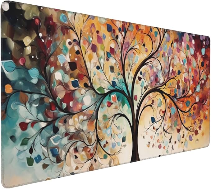 35.4 x 15.7 in, XXL Large Mouse Pad for Desk, Extended Keyboard Mouse Mat for Computer Office, Big Laptop Mouse pad, Gaming Pc-Colorful Leaf Tree by KOBWOPI