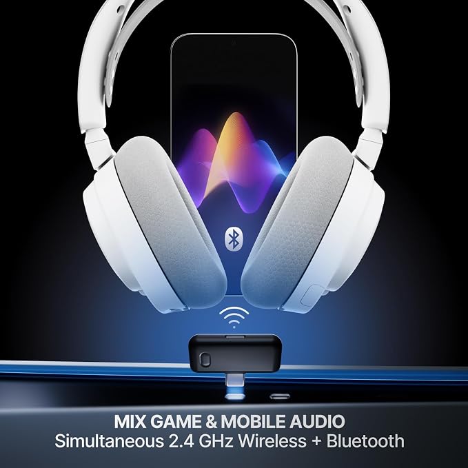 SteelSeries Arctis Nova 7 Wireless Gen 2 Gaming Headset - Real-Time App Control, 50+ HR Play, Neodymium Drivers, Mix 2.4GHz/Bluetooth, PC, PS5, PS4, Switch 1/2, Mobile - White - Image 5