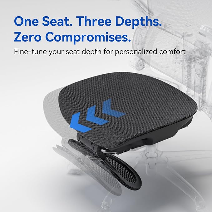 SIHOO B300 PRO Ergonomic Office Chair with Footrest, Mesh Desk Chair, Black | 4-Directional Lumbar & Height-Adjustable Backrest, 6D Armrests, Swivel Computer Chair for Long Hours - Image 6