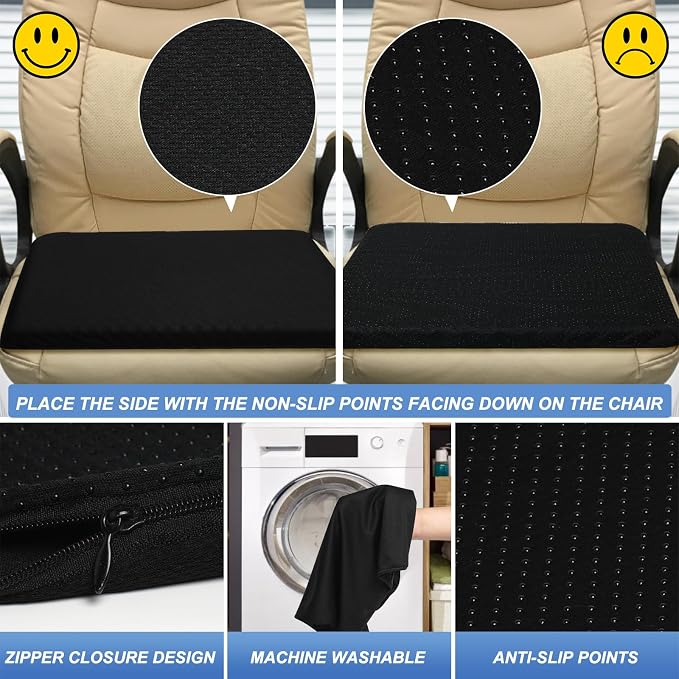 LYUANEC Gel Seat Cushion for Long Sitting - 18.5" x 17" x 1.4" (Large＆Soft) | Zero Gel Cushions for Pressure Relief, Honeycomb Gel Seat Cushion, Ergonomic Silicone Seat Cushion for People Over 100 lbs - Image 6