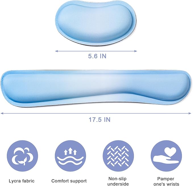 Keyboard Wrist Rest,Ergonomic Wrist Support for Keyboard,Gradient Blue | Computer Wrist Rest,Superfine Fabric and Gel Memory Foam Wrist Pad,Easy Typing&Pain Relief,Suitable for Office,Family - Image 2
