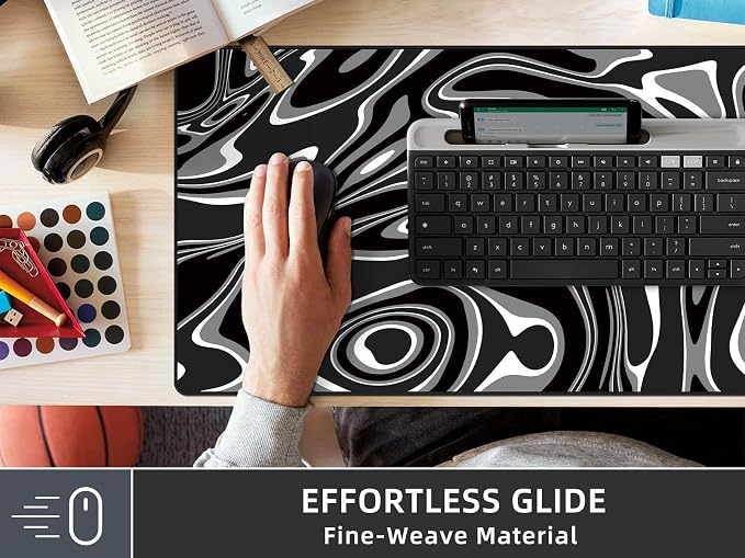 Rinaze Large Gaming Mouse Pad with Superior Micro-Weave Cloth, Extended Desk Mousepad with Stitched Edges, Anti-Slip Keyboard Pad for Computer, Home and Gaming - Image 6