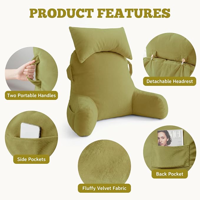 Reading Pillow for Bed,Back Pillow for Bed Sitting Up,Lumbar Support Pillow - Image 6