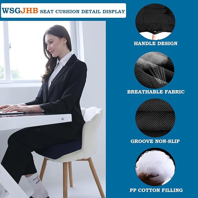 WSGJHB Car Booster Seat Cushion Posture Cushion for Long Sitting | Portable Breathable Mesh, Effectively Increase The Field of View Ideal for Office, Home, Car Angle Lift Seat Cushions,Black - Image 5