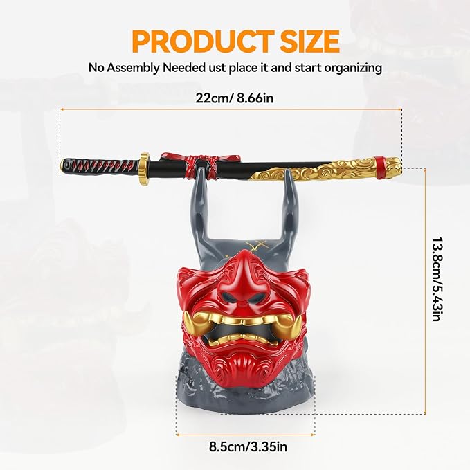 Gaming Controller Holder Stand Accessories: Samurai Warrior Mask Stand for PS5 Xbox Switch & Headsets, Resin Multi-Device Gaming Stand Desktop Organizer & Unique Gamer Gift - Image 5
