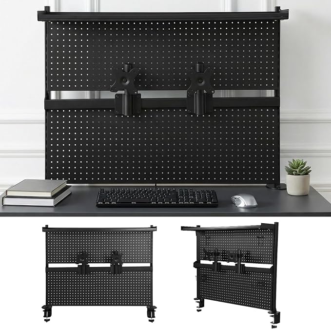 Desk Pegboard, 40 X 34 Inch Desk Pegboard System Monitor Stands Computer Accessories Clamp On Desk Organizer for Office Gaming Desk Workbench by Unknown