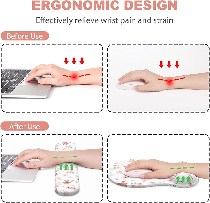 Ergonomic Mouse Pad with Wrist Rest and Keyboard Wrist Rest, Gel Mousepad - Image 2