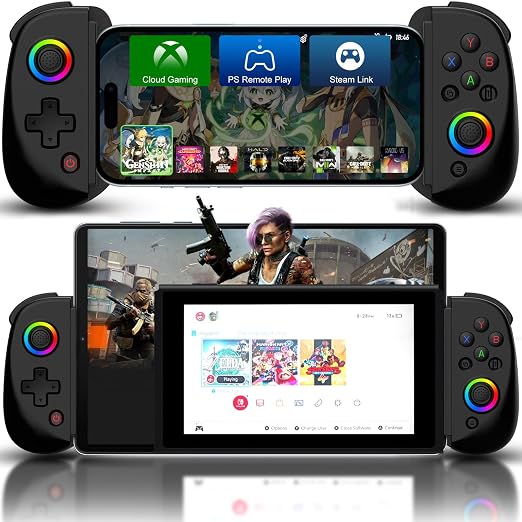 Joso Mobile Gaming Controller for iPhone/iPad/Tablet, Android Wireless Controller with Hall Effects Joysticks, Support PC/Switch, Play Cloud Games/PS Remote Play/COD/Genshin Impact & More - Black by Joso