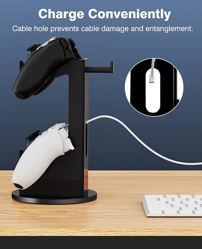MoKo Universal Game Controller & Headset Stand, 2-in-1 Holder Acrylic | Premium acrylic, crystal clear. 2-in-1 for controller and headset. Non-slip base. Fits Switch, PS5, PS4, Xbox. - Image 4