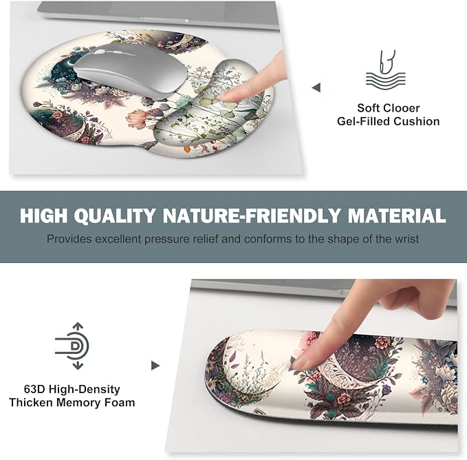 Large Desk Mat, Cute Boho Plants Mouse Pad, Apricot Desk Pad, XXL Mousepad - Image 5
