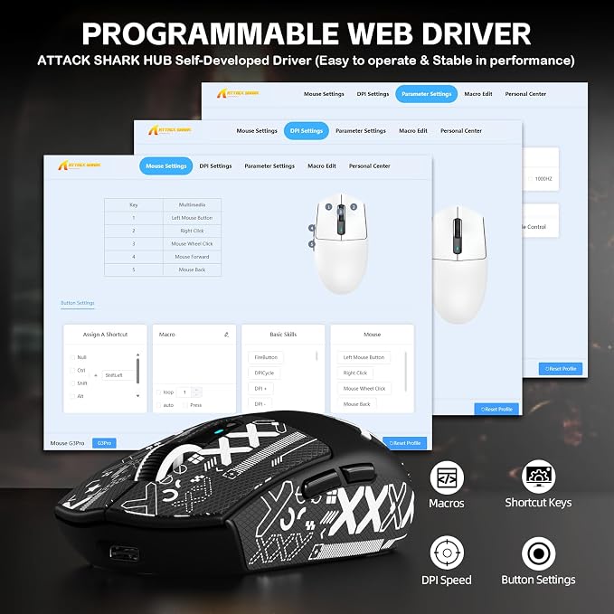 ATTACK SHARK G3 PRO Tri-Mode Wireless Gaming Mouse with RGB Charging Dock - Image 7