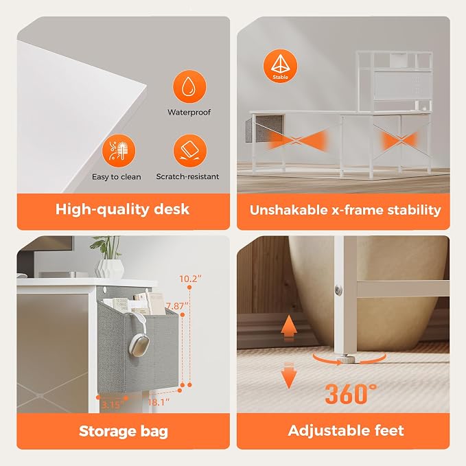 Mericonia 59 inch L Shaped Desk with Pegboard, Large Corner Gaming Desk | Reversible Computer Desk with Hutch, Power Outlets, LED Light & Storage Bag, Office Table for Home Bedroom Study Work Writing - Image 6