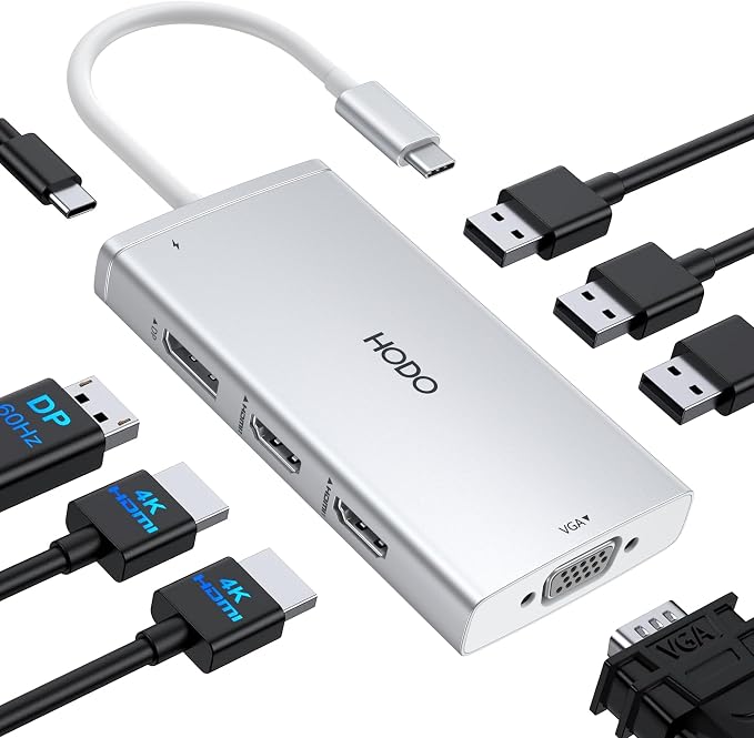 USB C Docking Station Dual Monitor for HP,Laptop Docking Station 3 Monitors by HODO