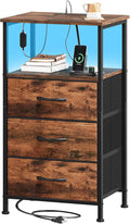 Somdot Tall Nightstand with 3 Drawers, Charging Station & LED Light by Somdot