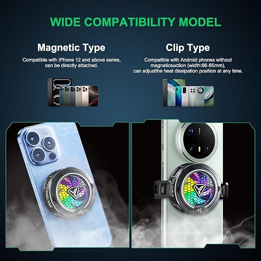Cell Phone Cooler Heatsink for Gaming,Phone Cooling Fan Cooler for iPhone/iPad to Keep Phone Cool,Magnetic Phone Cooling Case Radiator with RGB LED (Not with Rechargeable Battery Version) - Image 4
