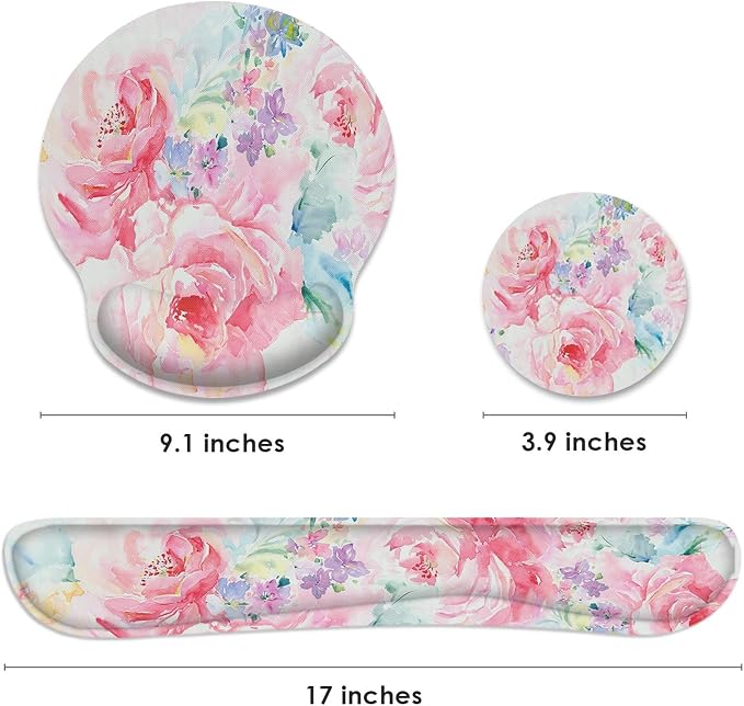 Britimes Ergonomic Mouse Pad Set with Wrist Rest, Watercolor Abstract - Image 2