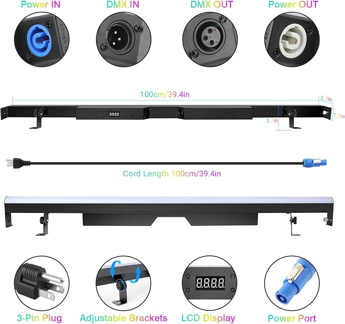 LED Stage Light Bar for DJ Party 2Pack - Image 6