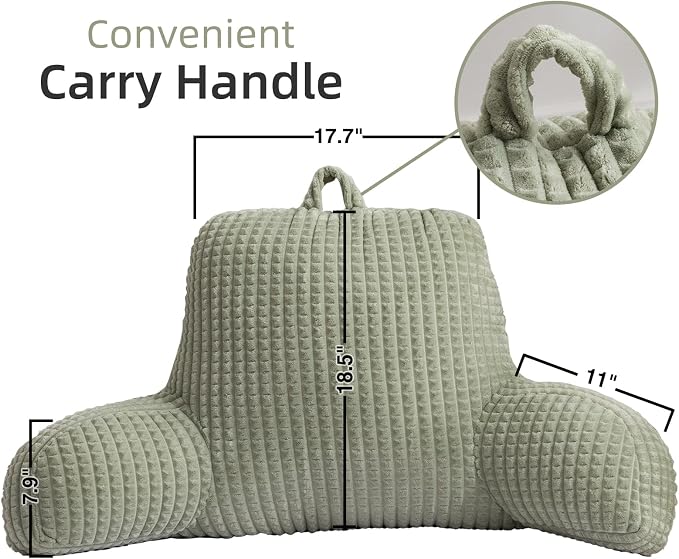 A Nice Night Green 18.5" Bed Wedge Reading Pillows with Arms for Sitting - Image 2