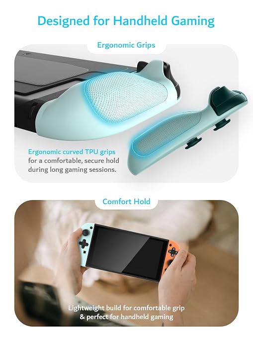 TUDIA Snap-On Case Compatible with Nintendo Switch 2 (2025) - [Kickstand Access] Dockable Slim Scratch-Resistant Console PC Cover with Enhanced Shockproof TPU Handheld Grip (Red/Blue, Black Back) - Image 5