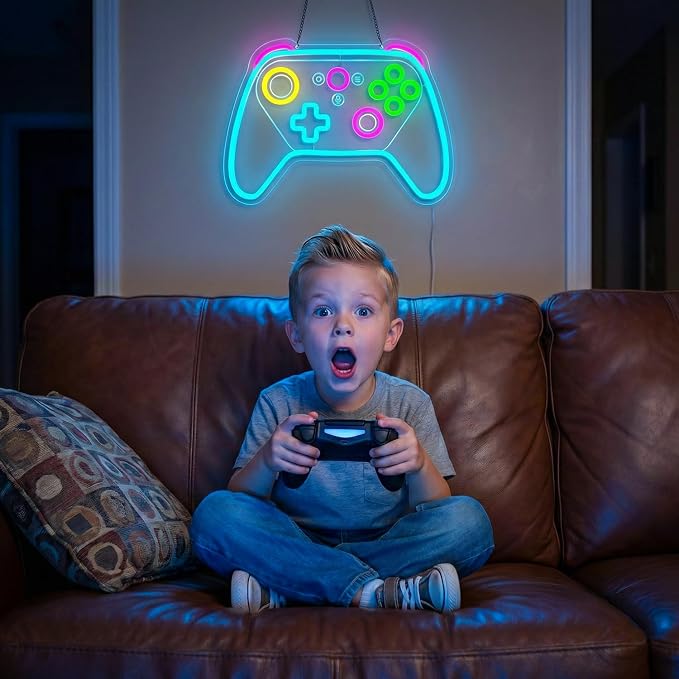Gamer Neon Sign,Game Controller LED Sign for Gaming Room Decor,USB Powered Dimmable Neon Sign for Gamer Room,Game Neon Sign for Teen Boy Room Decor,Gaming Wall Decor,Gamer Gifts for Boys,Kids - Image 7