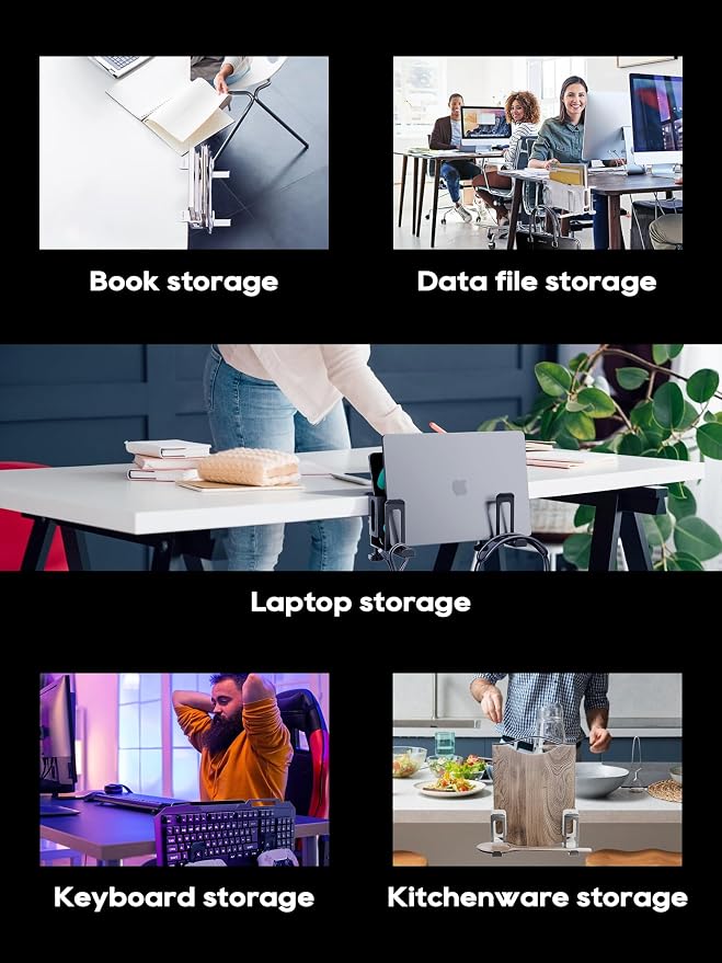 NODOCA 2-Slot Laptop Storage for Desk, Vertical Laptop Stand for Desk, MacBook Vertical Stand, with Headphone Holder, Desk Side Storage for MacBook/Surface/Samsung/HP/Dell[L, Black] - Image 7