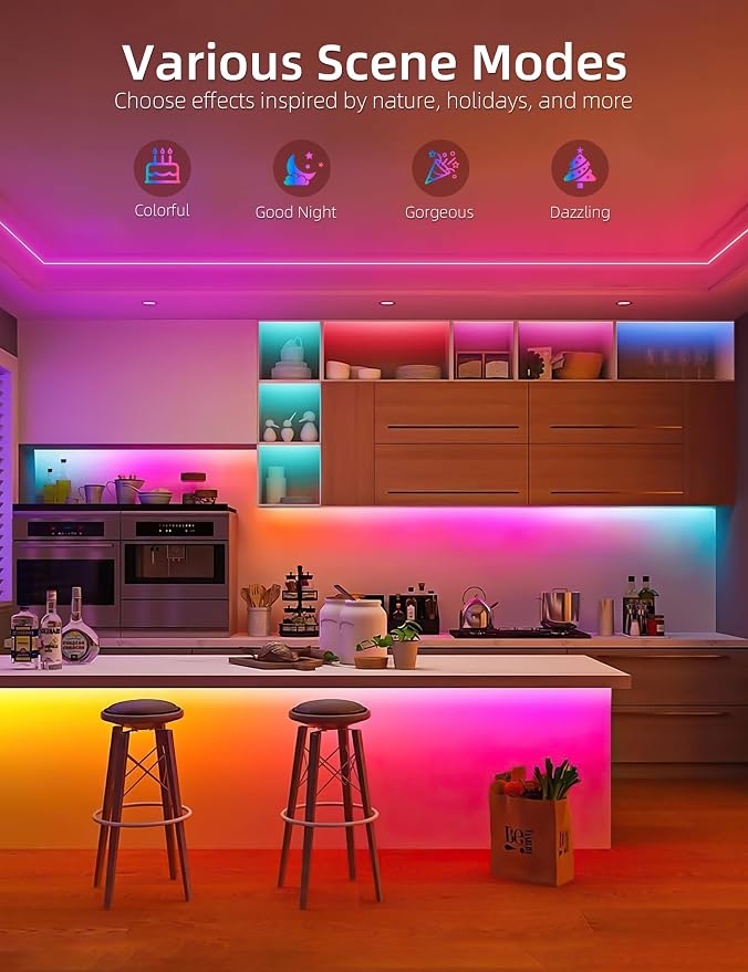 Lamomo LED Strip Lights RGB 16.4Ft, Neon Rope Lights with App Remote Control, Music Sync, Indoor IP65, Waterproof, Flexible DIY Lights Design for Bedroom, Living, Gaming Room, Party Decor - Image 5