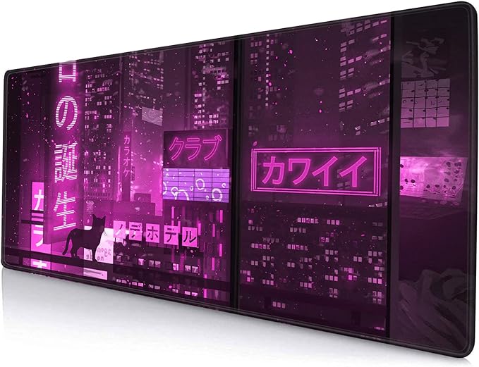 Gaming Mouse Pad, Large Anime Mouse Pads for Desk, Non-Slip Rubber Base Mousepad, Keyboard Mouse Mat Desk Pad with Stitched Edges, 31.5x11.8 inch by SANWUMIAN