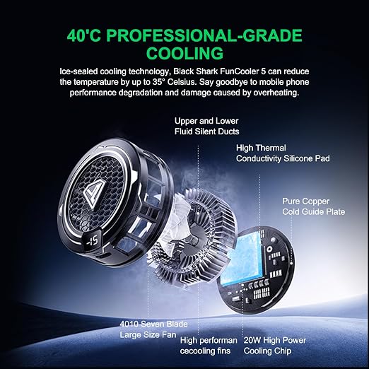 Cell Phone Cooler Heatsink for Gaming,Phone Cooling Fan Cooler for iPhone/iPad to Keep Phone Cool,Magnetic Phone Cooling Case Radiator with RGB LED (Not with Rechargeable Battery Version) - Image 5