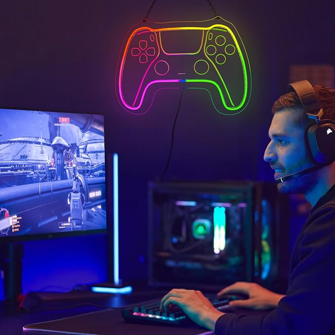 Eeutiwe Gamer Room Decor for Boys, Led Neon Lights for Wall Decor 16.7×11.8 Inch Led Gaming Lights with Remote and App Control Dimmable Gamer Wall Decor as Gamer Gifts for Men - Image 6
