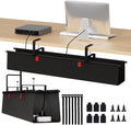Under Desk Cable Management Tray, 36" Fabric Wire Cord Organizer, Black by JOLENSOY