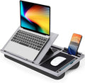 LORYERGO Adjustable Laptop Desk with Cushion, Mouse Pad & Cellphone Slot - Laptop Stand for Bed & Couch, Riser for Home & Office (Grey) by LORYERGO