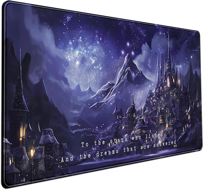 Night Purple Desk Mat Dark Academia Anime Computer Desk Keyboard Mat, 31.5 X 15.8 in Office Decor for Women Castle Aesthetics Mouse Pad XXL for Desktop Laptop Computer Mouse Gaming Pad by Mechanical+Cattle