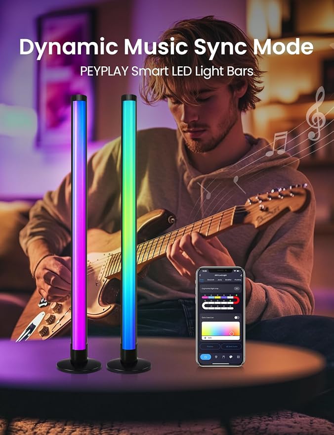 RGB+IC Ambient LED Light Bars for Gaming Room, PC, and Home Décor, USB Powered Mood Lighting with Music Sync, Alexa, App & Voice Control, Adjustable Brightness, DIY Effects - Image 6