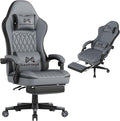 Gamtimer Gaming Chair with Footrest, Ergonomic Computer Chair, PU Breathable Material with Headrest and Lumbar Support, Suitable for Silla Gamer and Adults（Grey） by GAMTIMERBrandHome