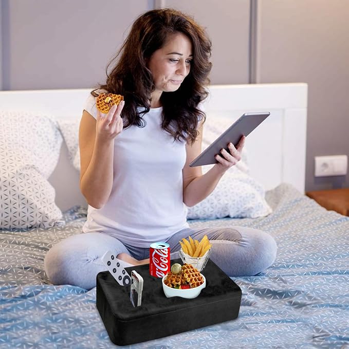 Couch Bed Cup Holder Pillow, Nisdoing 5 Hole Couch Drink Holder! Keep Drinks Hand Side and KeepTemp, Prevent Spills and Use Anywhere.Cup Holder for Couch, Bed,Camping,RV,Car,Beach.Black - Image 3