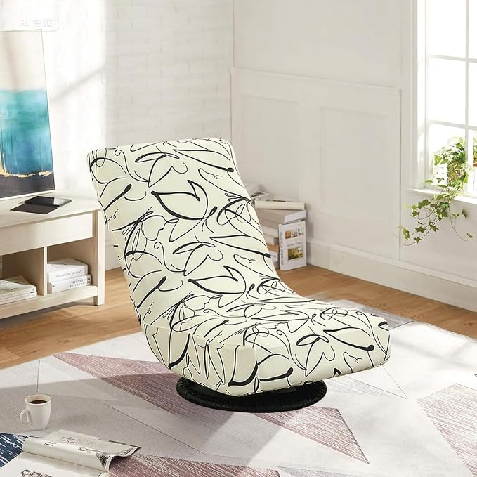 Swivel Reclining Folding Floor Gaming Chair Cover Printed Lazy Boy Chair Slipcover Lounge Folding Sofa Seat Covers for Teens and Adults, 09 - Image 2