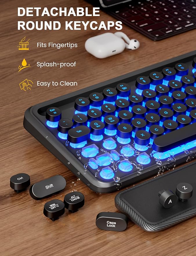 Wireless Keyboard and Mouse, Backlit Typewriter with Magnetic Wrist Rest - Image 8
