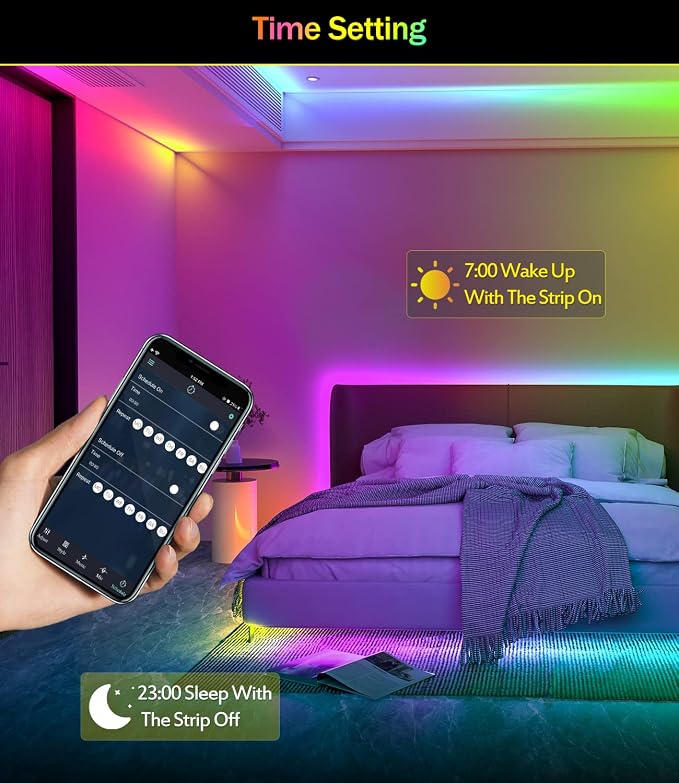 Daymeet Led Lights for Bedroom, 33ft Led Chasing Effect Dream ICRGB Light Strip, USB Smart Light Strips APP Control Music Sync Color Changing Led Strip Lights with Remote for Home christmas Decoration - Image 5
