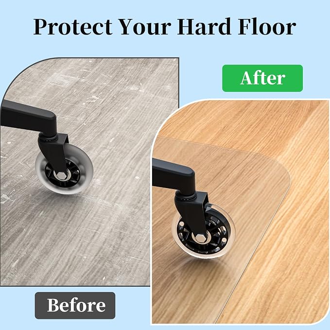 Tonaus Office Chair Mat for Hardwood Floor 48"×36" Desk Chair Mat, Clear | Transparent Chair Mat, PVC Floor Protector, Easy Glide, Scratch-Resistant, Rectangle, For Wood&Tile Floors, Not for Carpet - Image 3