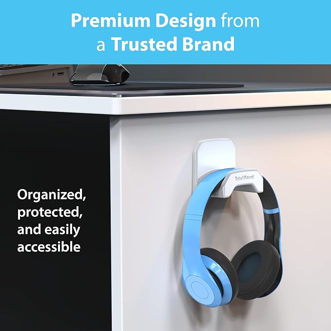 TotalMount Gaming Headset Hanger – Removable Adhesive Strips (White) - Image 5