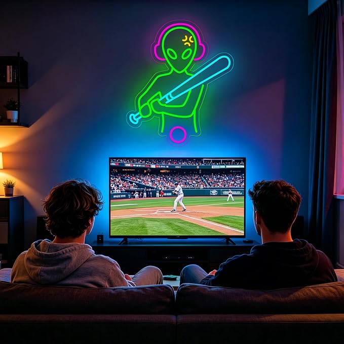 Baseball Neon Sign LED Wall Decor, Dimmable USB Powered Sports Neon Light for Bedroom, Man Cave & Dorm, Multicolor Baseball Neon Sign, Unique Gift for Men, Boys & Baseball Fans - Image 3