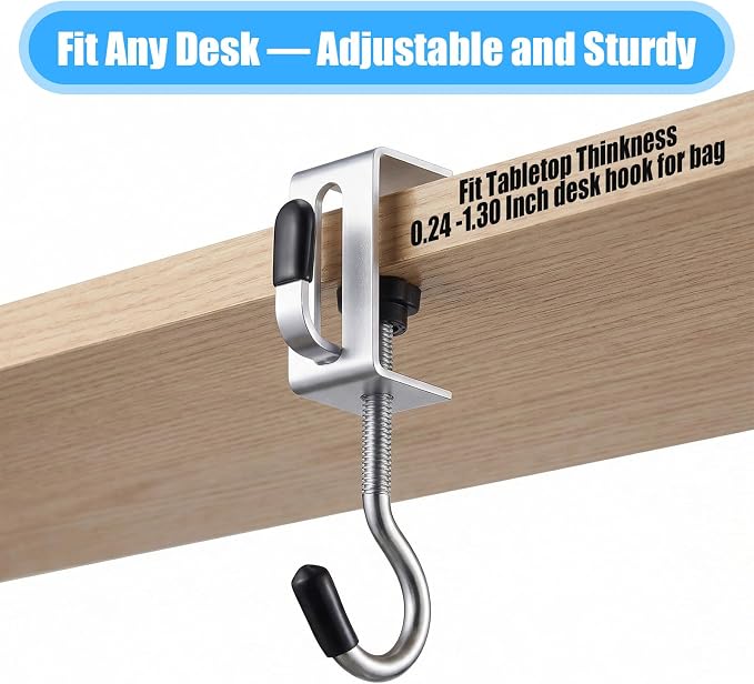 Molain 8 Pack Adjustable Purse Hooks for Table and Desk, Double-Headed - Image 2